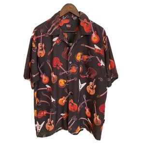 Gibson Guitar Tour Hawaiian Style Shirt Short Sleeve Button Up Mens Wear L